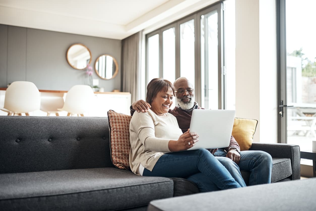 Senior Couple on computer applying for medicare